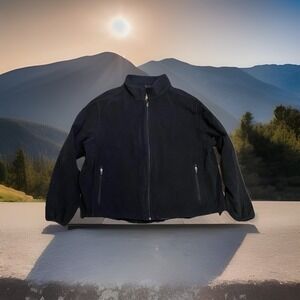 LL Bean Black Fleece Jacket Men's 2XL Full Zip Solera Embroidery